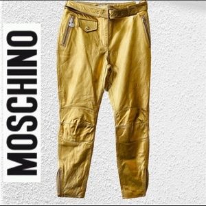 New Gold Genuine Leather Moschino Pants Size 38 /6